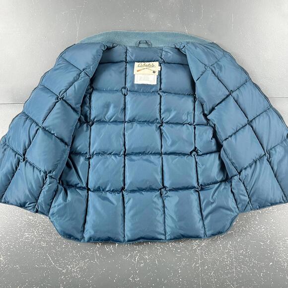 VTG Cabelas Down Puffer Vest Womens Large Deep Teal Square Quilt Thick Fill Warm - Picture 3 of 6
